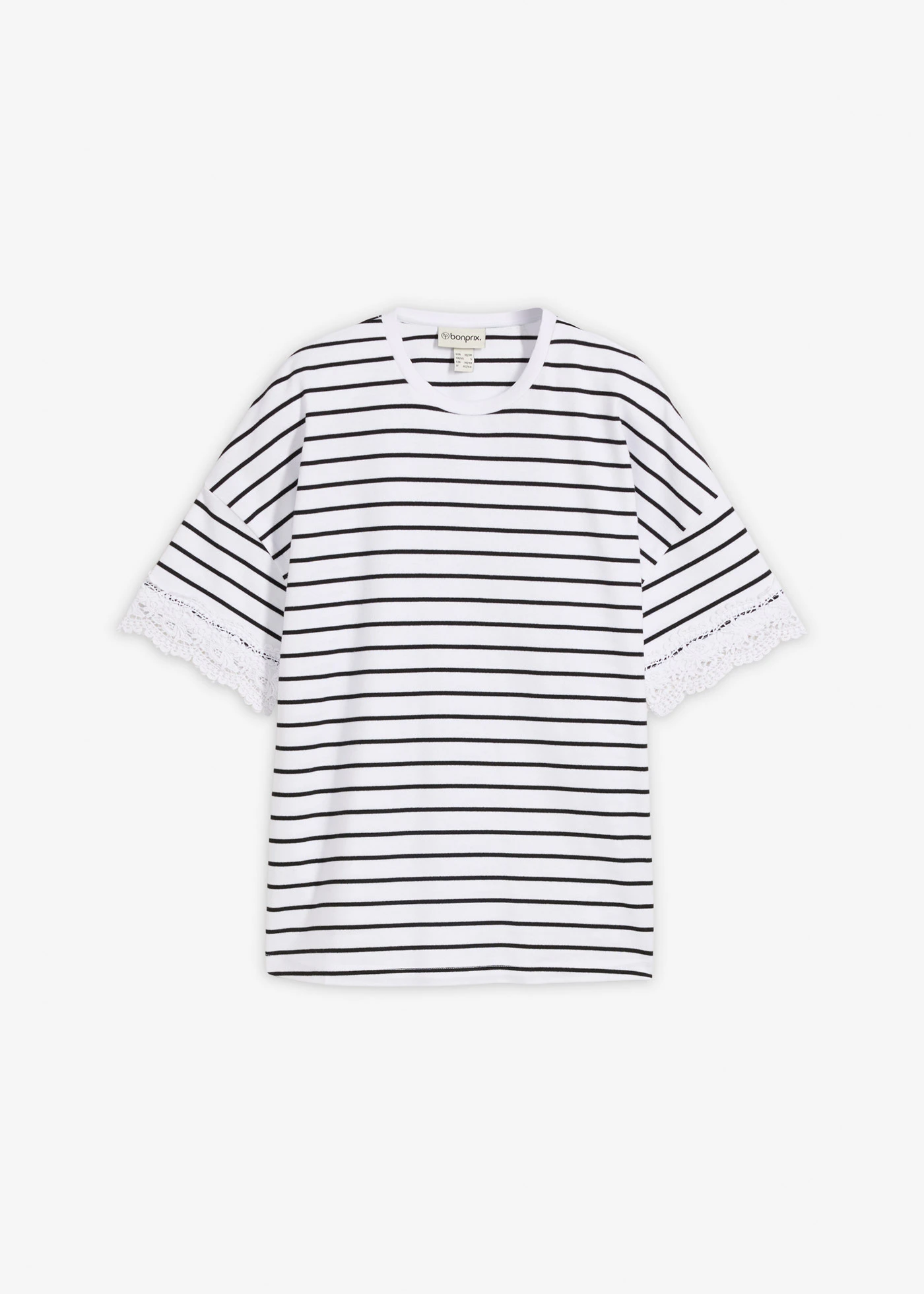 Tricou din bumbac 100% • negru/alb dungat • magazin bonprix