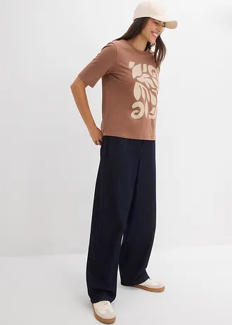 T-shirt 100% coton • marron-sable clair imprimé • Boutique bonprix