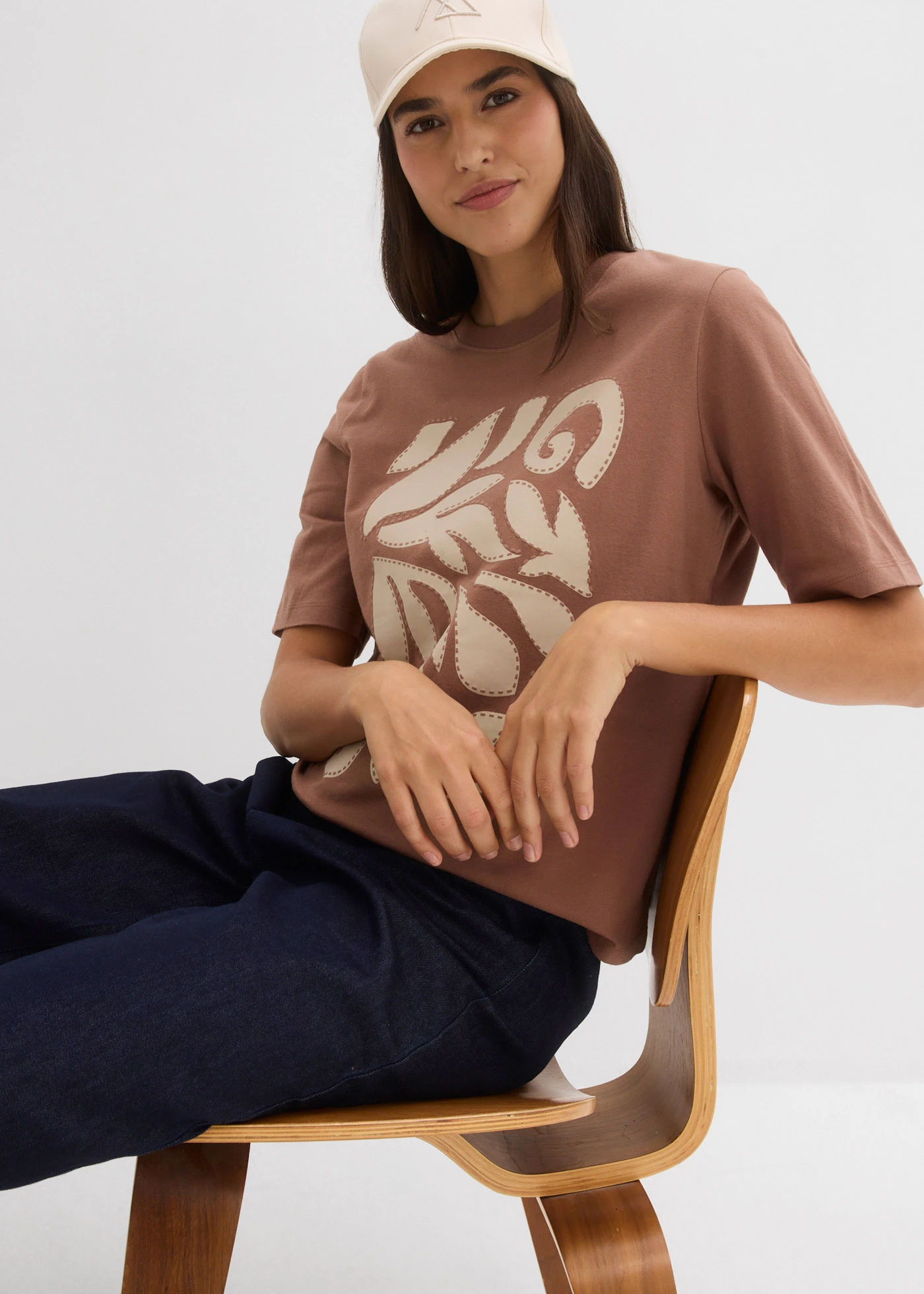 Shirt van puur katoen • kastanjebruin-lichtsand met print • bonprix online shop