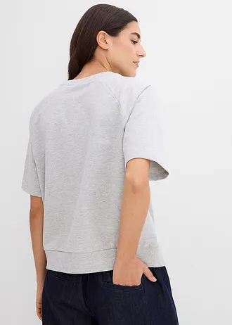 Bluza z mieszanki bawełny • jasnoszary melanż - szary • sklep bonprix