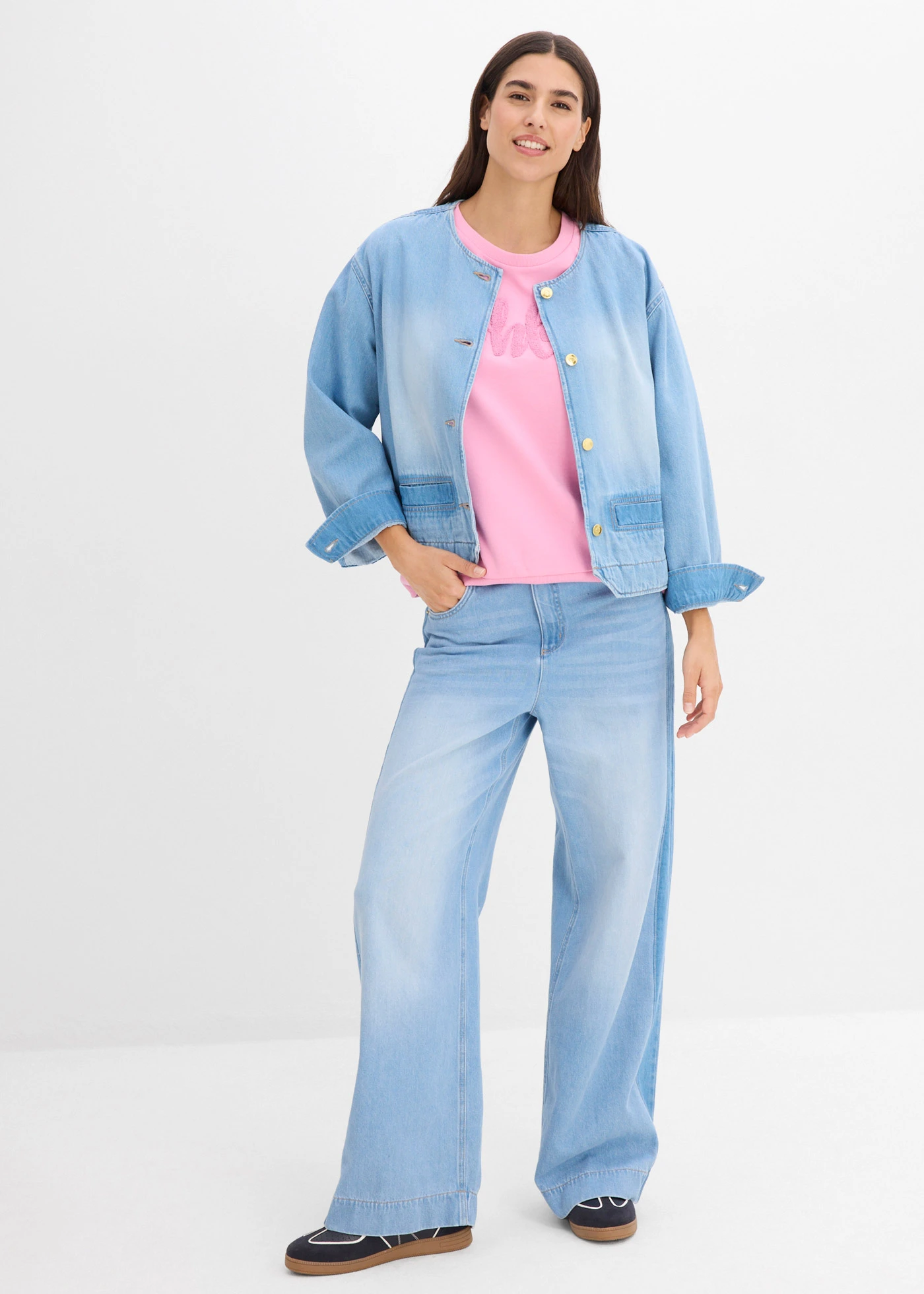 Bluză casual din bumbac 100% • roz-violet-orhidee fumuriu • magazin bonprix