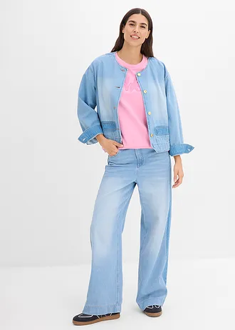 Bluza z mieszanki bawełny • różowy-dymna orchidea • sklep bonprix