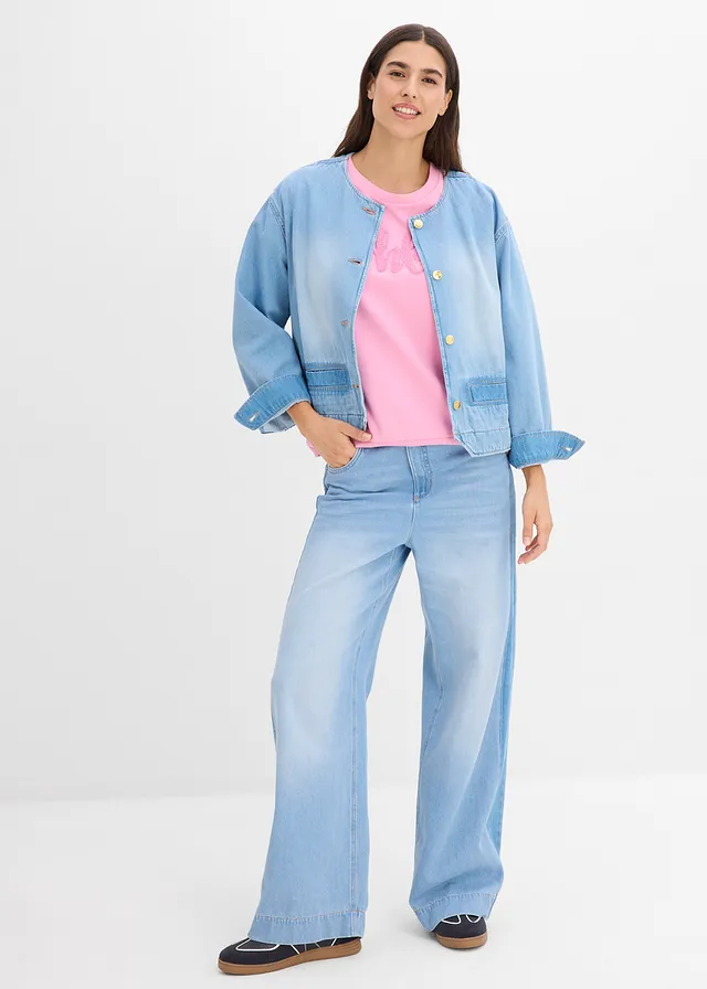 Bluză casual din bumbac 100% • roz-violet-orhidee fumuriu • magazin bonprix