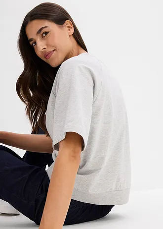 Sweat en coton mélangé • gris clair chiné-gris • Boutique bonprix