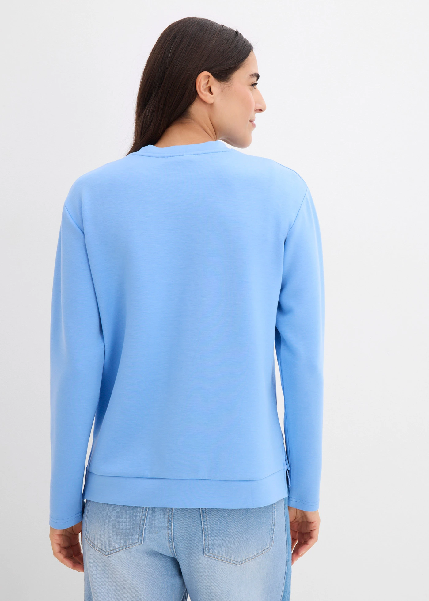 Sweater met viscose • middenblauw/wolwit • bonprix online shop
