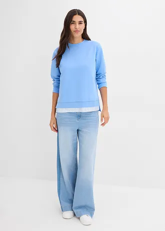 Scuba sweater met viscose • middenblauw/wolwit • bonprix online shop