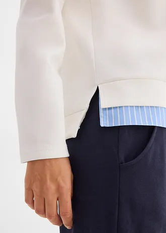 Bluză casual din bumbac 100% • ecru/albastru mediu • magazin bonprix