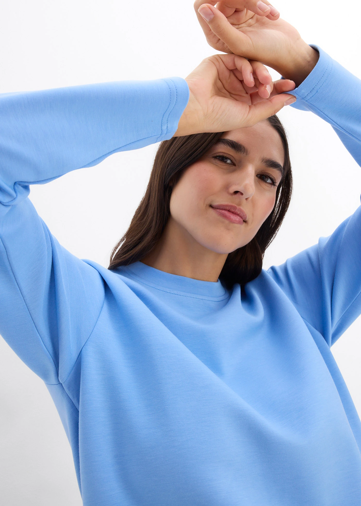 Scuba sweater met viscose • middenblauw/wolwit • bonprix online shop