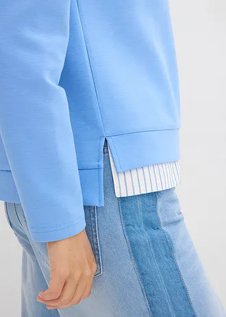 Sweat en matière néoprène • bleu moyen/écru • Boutique bonprix