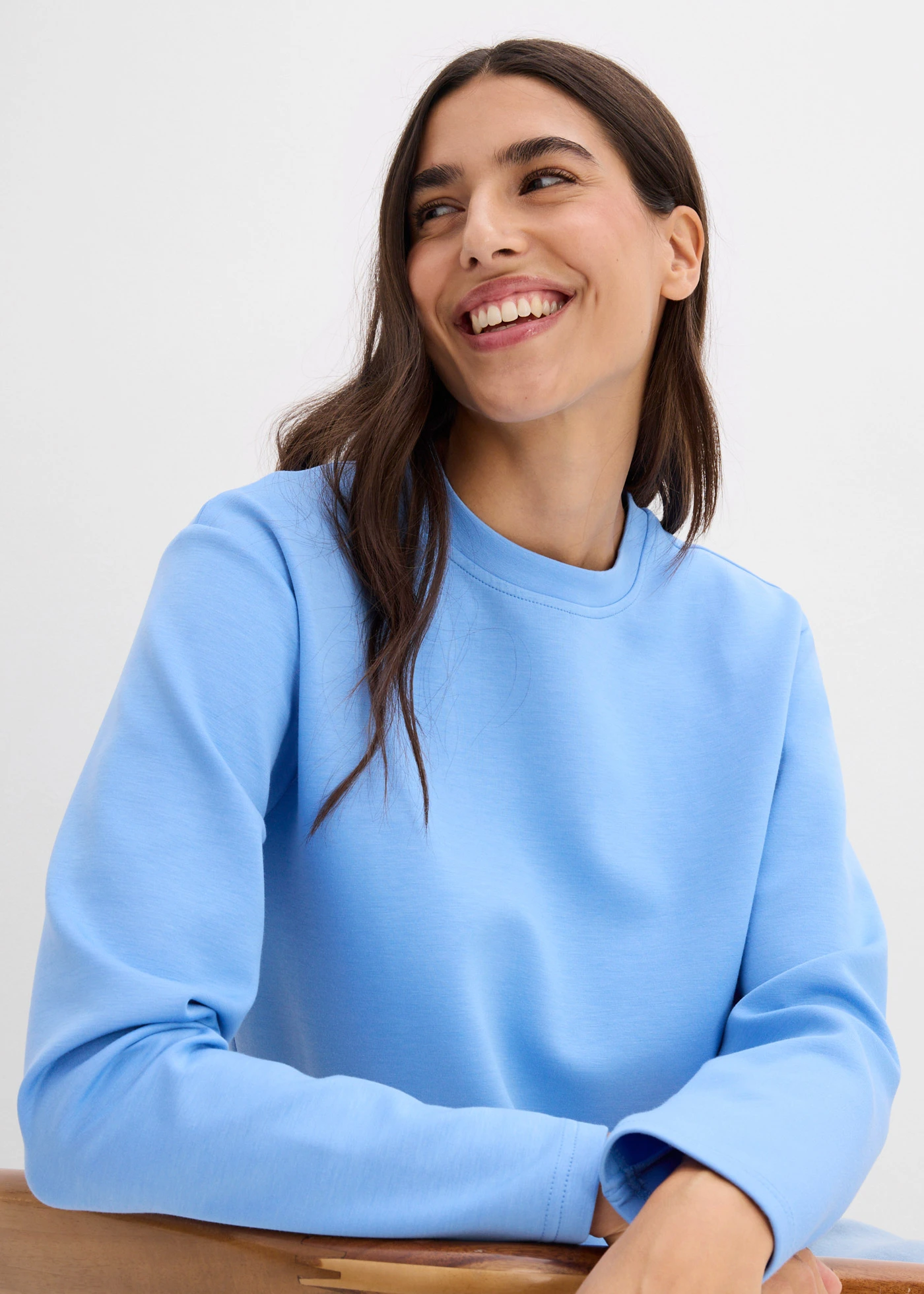 Bluza z czystej bawełny • niebieski/biel wełny • sklep bonprix