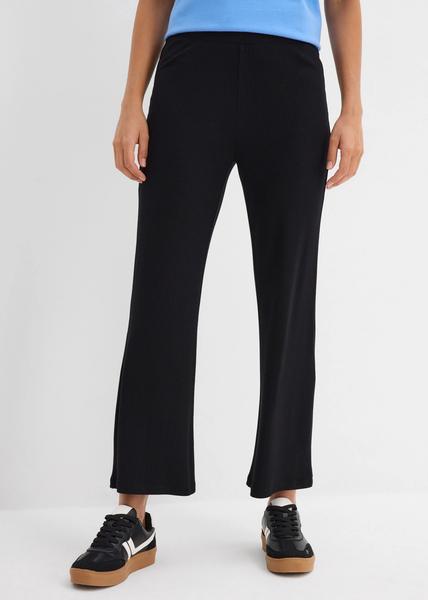 Cropped geribde legging van viscose mix • zwart • bonprix online shop