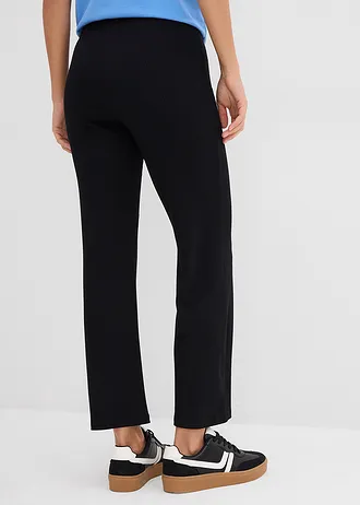 Legging évasé en matière côtelée, cropped • noir • Boutique bonprix