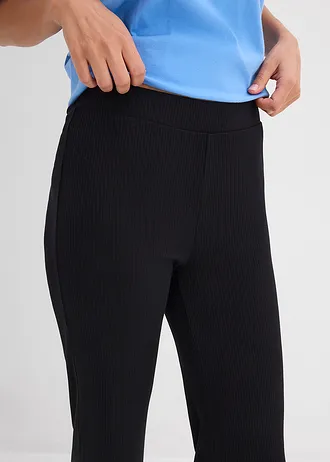 Rövidített bordás legging viszkóz keverékből • fekete • bonprix áruház