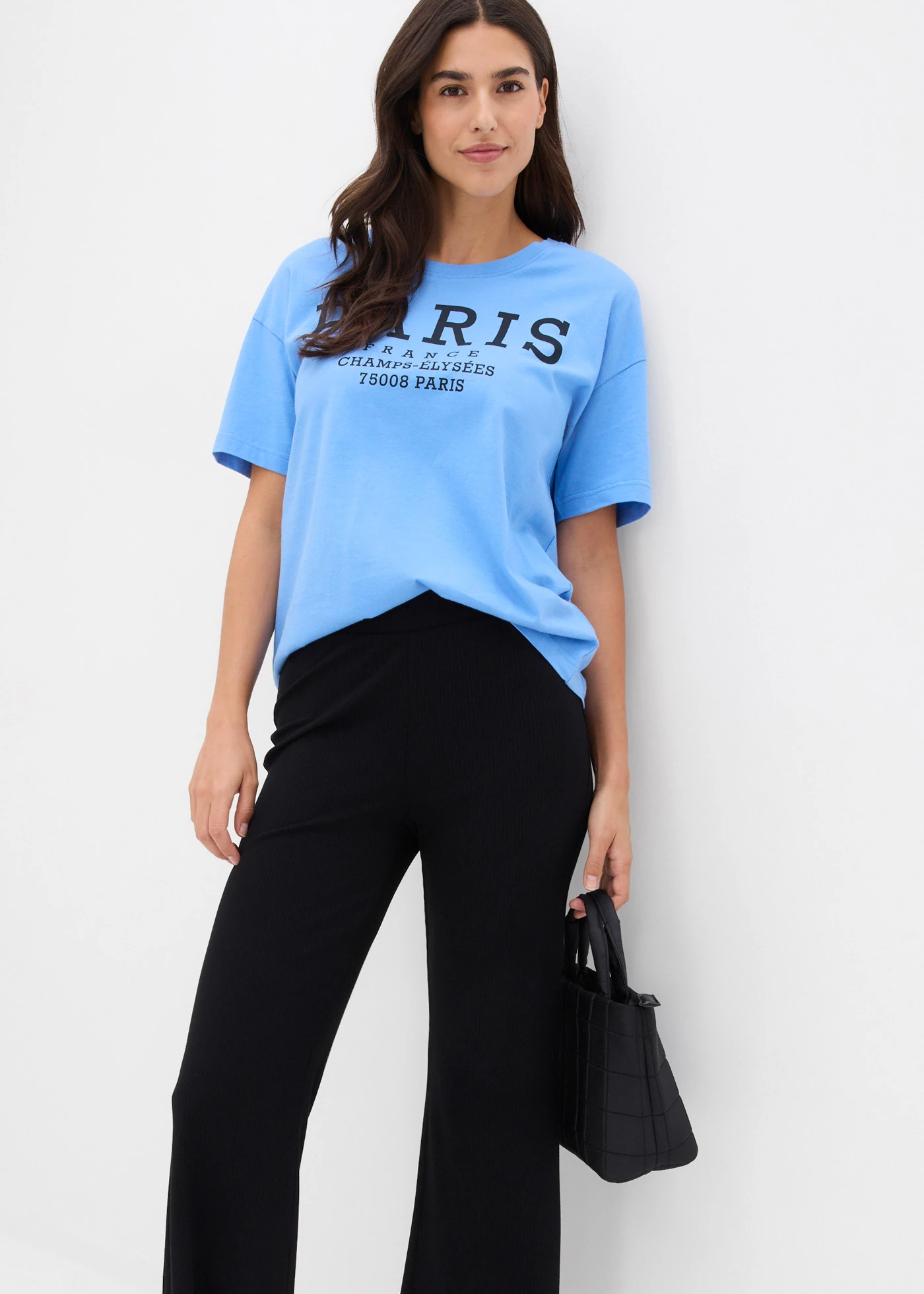 Cropped geribde legging van viscose mix • zwart • bonprix online shop