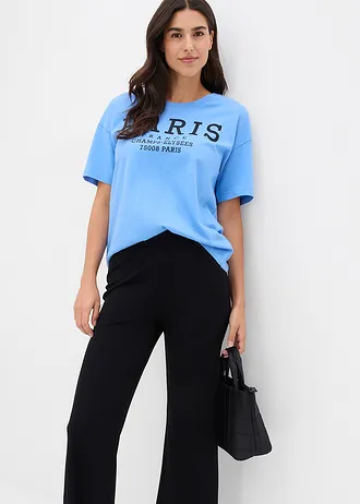 Rövidített bordás legging viszkóz keverékből • fekete • bonprix áruház