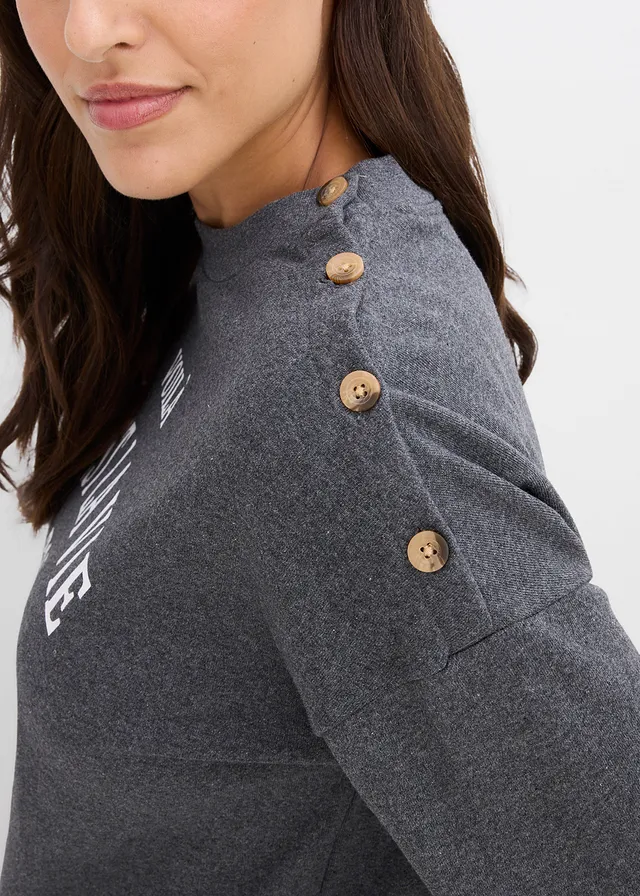 Bluză casual din mix cu bumbac • gri melanj, alb • magazin bonprix