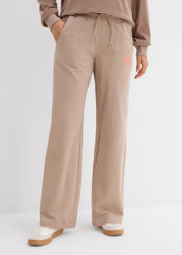 Pantalon de jogging 100% coton, Couleur: taupe/saumon