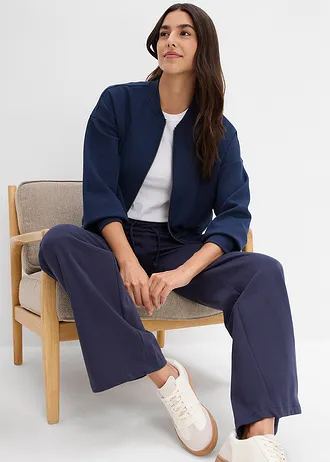 Pantaloni casual din bumbac 100% • bleumarin/alb • magazin bonprix