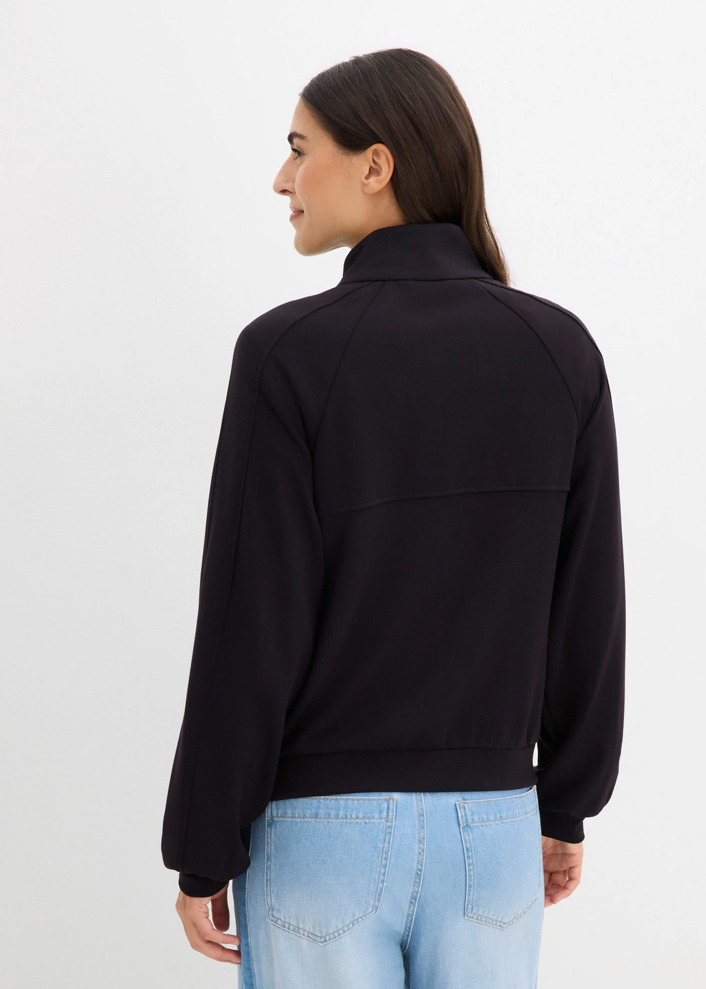 Sweat zippé en matière néoprène • noir • Boutique bonprix