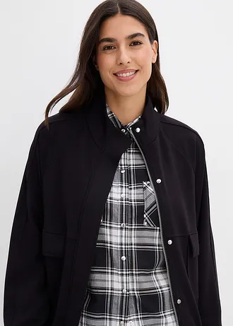 Bluza rozpinana z materiału scuba • czarny • sklep bonprix