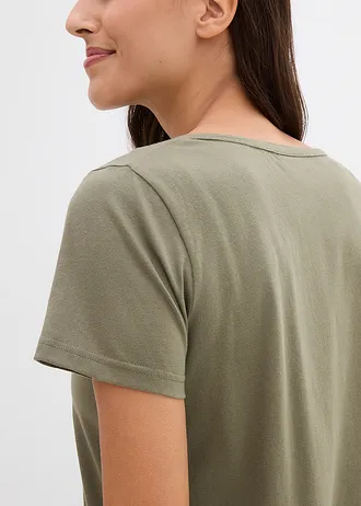 T-shirt à encolure originale • olive • Boutique bonprix