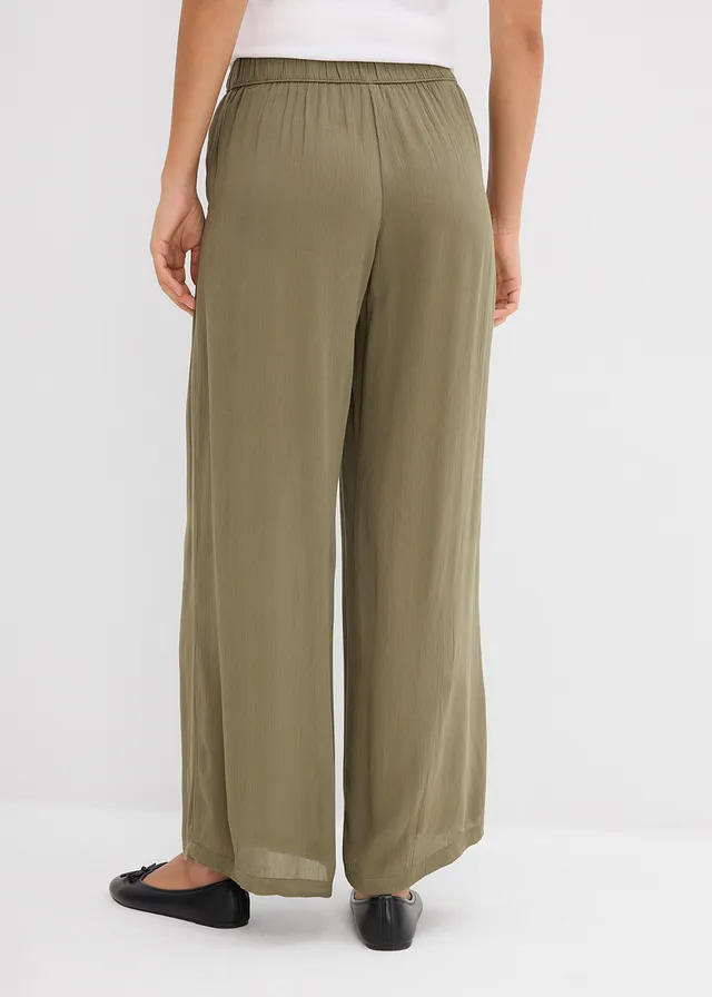 Wijde broek van soepele viscose • olijfgroen • product-page.page-title-suffix