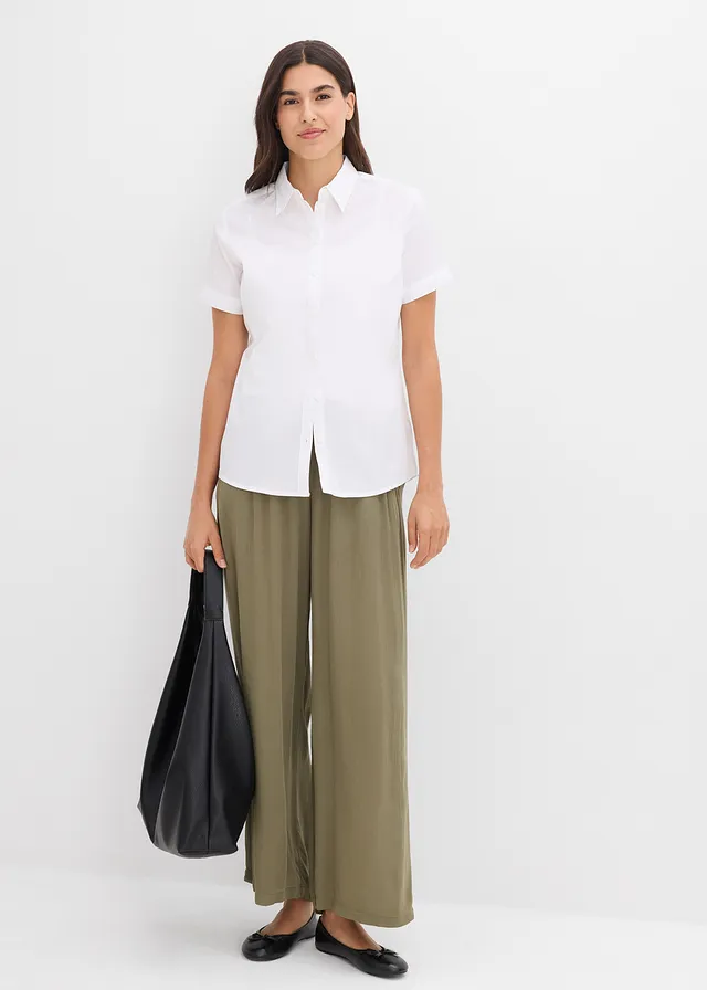 Wijde broek van soepele viscose • olijfgroen • product-page.page-title-suffix