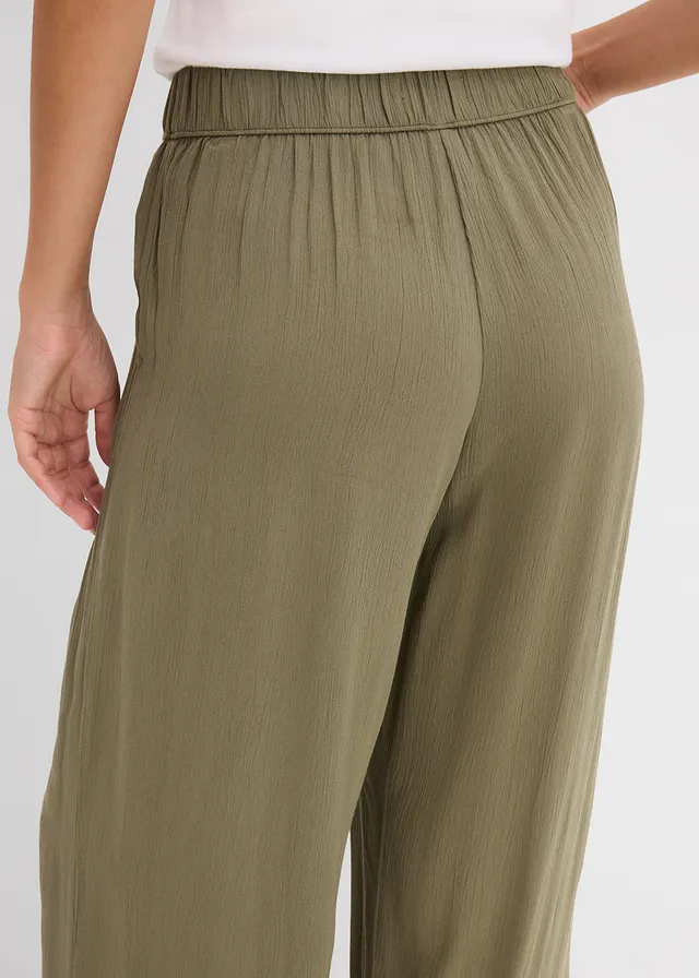 Wijde broek van soepele viscose • olijfgroen • product-page.page-title-suffix