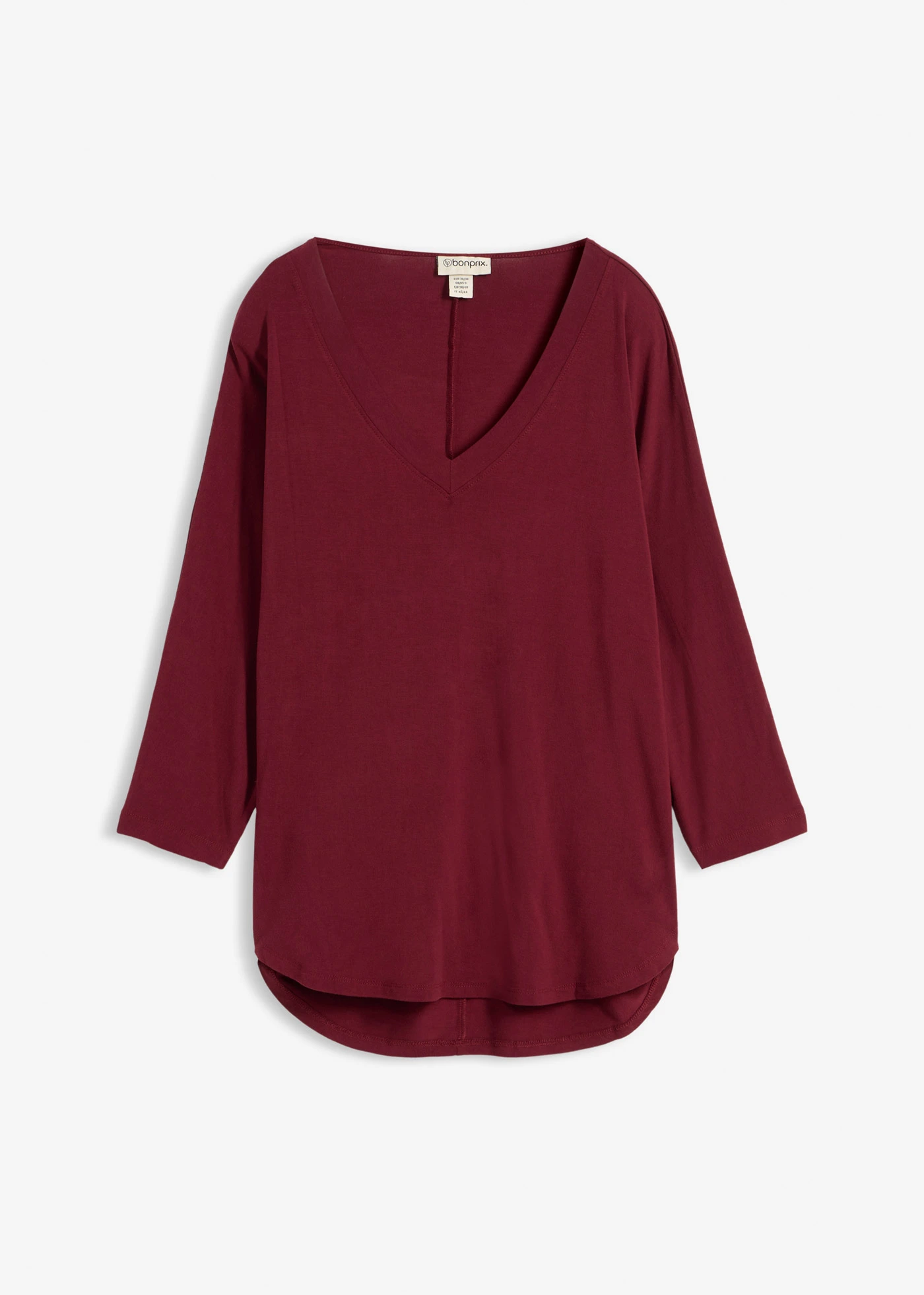 Shirt met 3/4 mouwen in een mix van viscose en elastan • esdoornrood • bonprix online shop