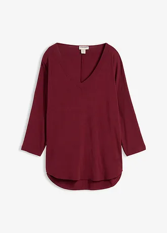 Shirt in een mix van viscose en elastan, Kleur: esdoornrood