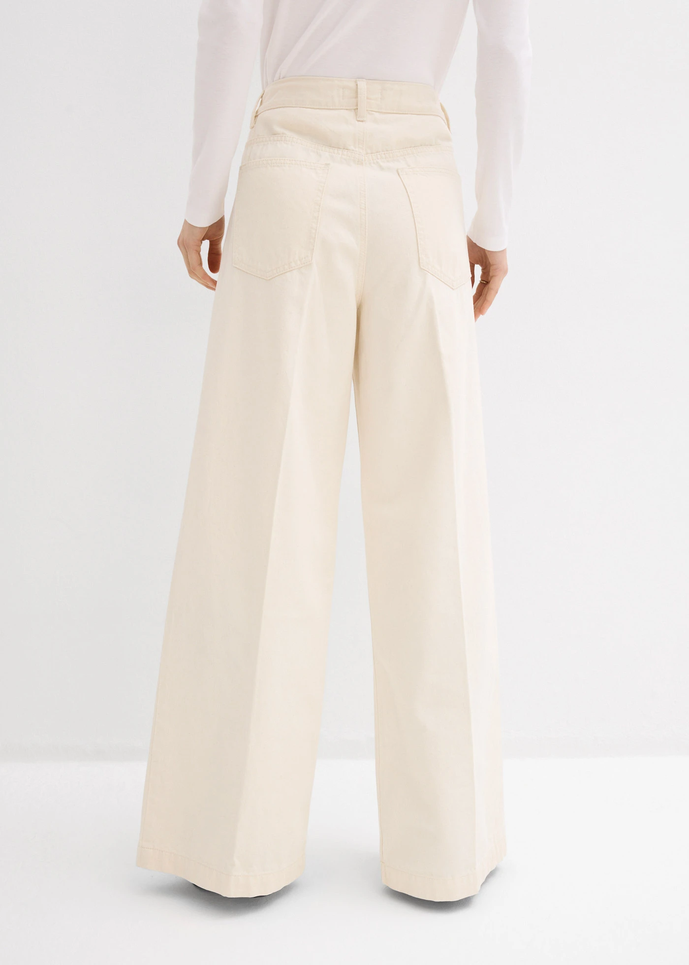 Blugi Super Wide, în stil palazzo, din bumbac • bej natur • magazin bonprix