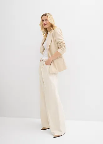 Blugi Super Wide, în stil palazzo, din bumbac • bej natur • magazin bonprix