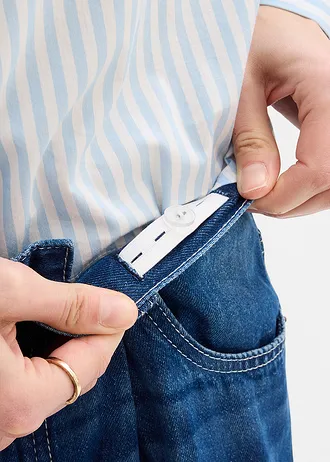 Super Wide Palazzo  farmer, pamut • sötétkék denim, használt hatású • bonprix áruház