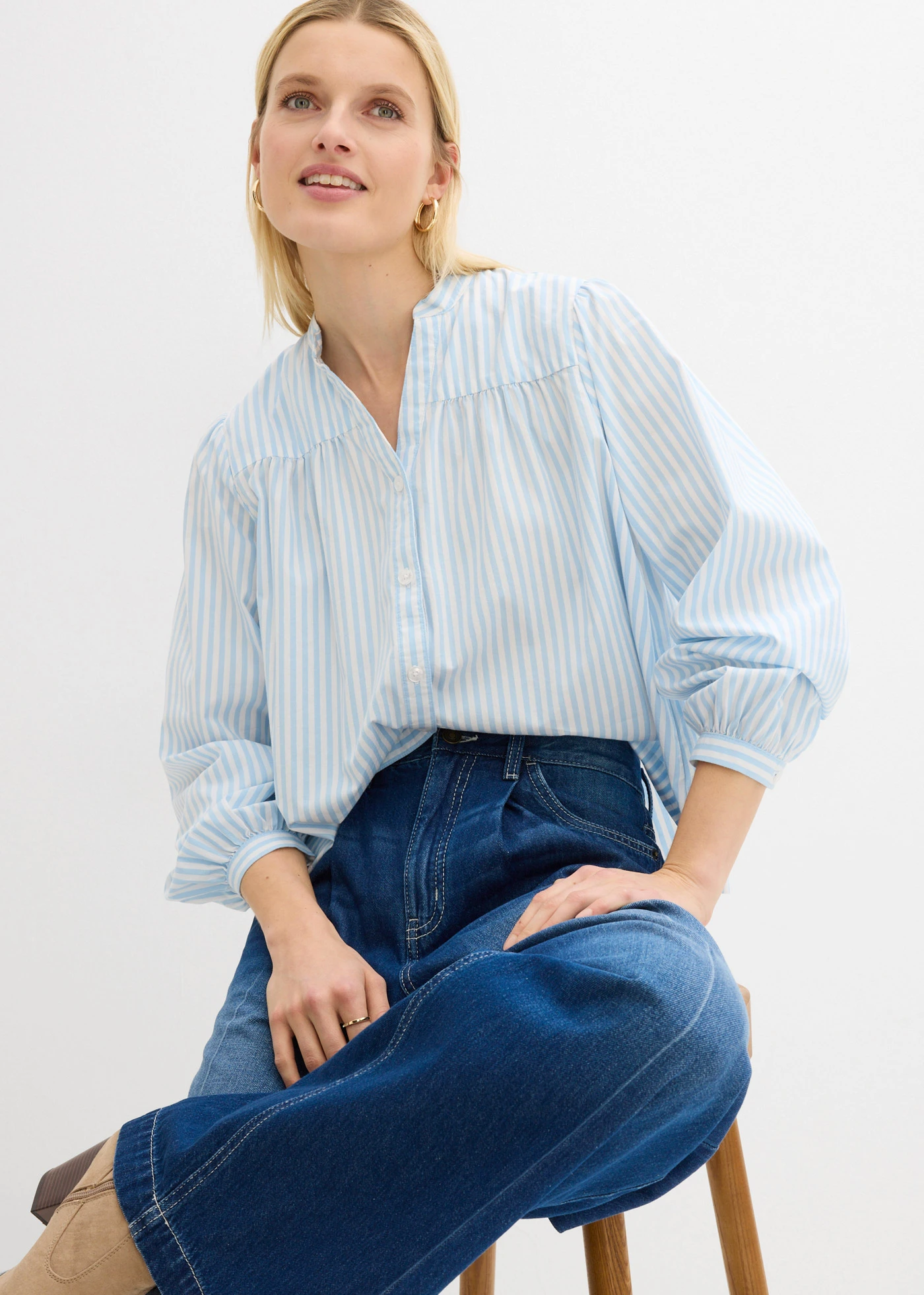 Džínsy super wide-leg, bavlna • tmavomodrá denim used • obchod bonprix