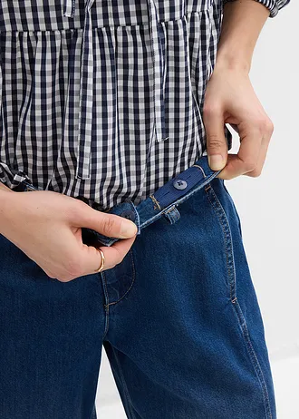 Barrel farmer, Mid Waist • kék denim, használt hatású • bonprix áruház