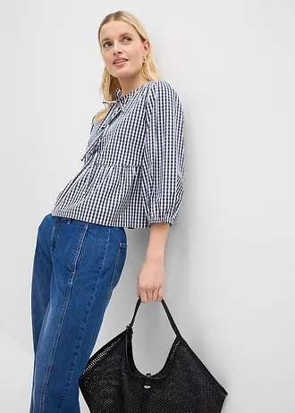 Blugi barrel, Mid Waist • albastru denim uzat • magazin bonprix