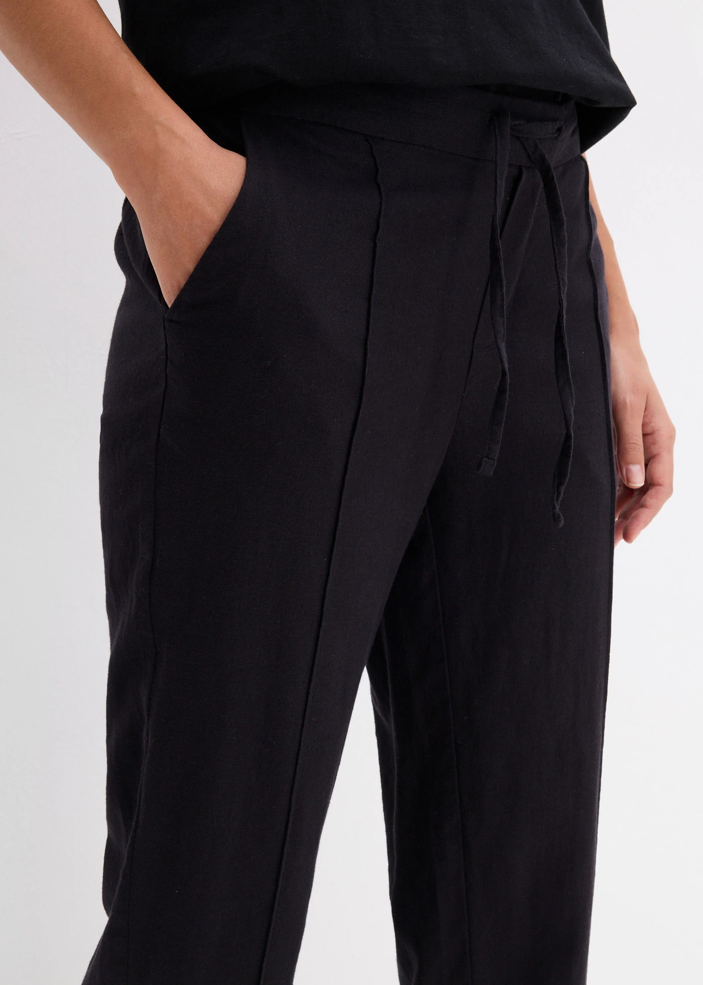 Pantalon en lin mélangé • noir • Boutique bonprix