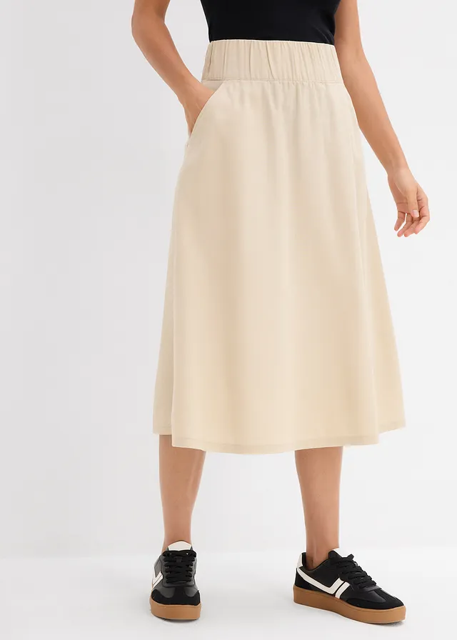 Twill rok van puur katoen, Kleur: lichtsand