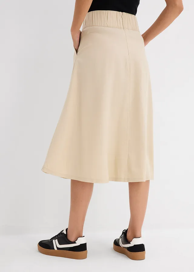 Twill rok van puur katoen, Kleur: lichtsand
