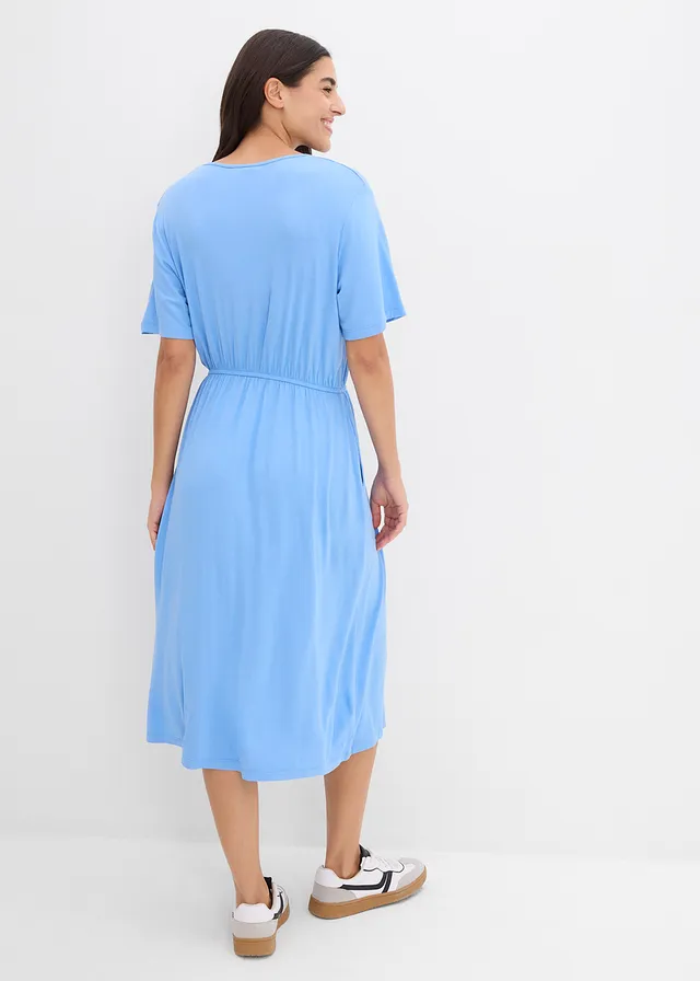 Robe en jersey fluide, Couleur: bleu moyen
