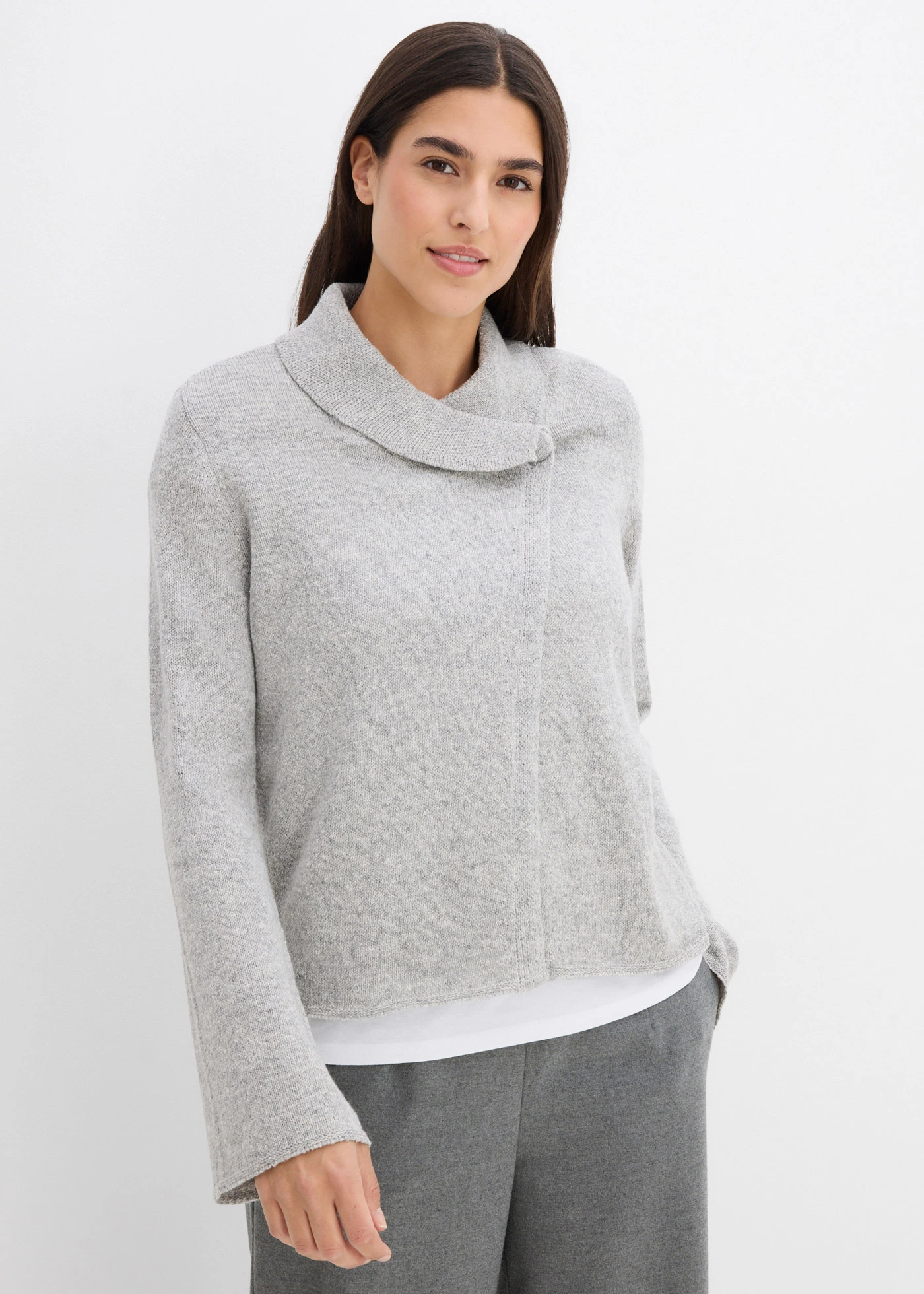 Gebreid vest • lichtgrijs gemêleerd • bonprix online shop