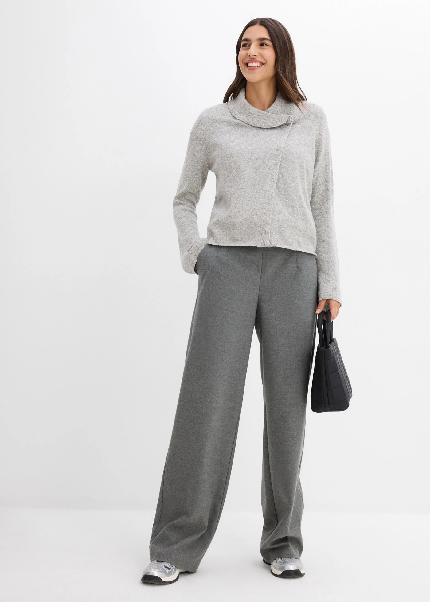 Gilet en maille • gris clair chiné • Boutique bonprix