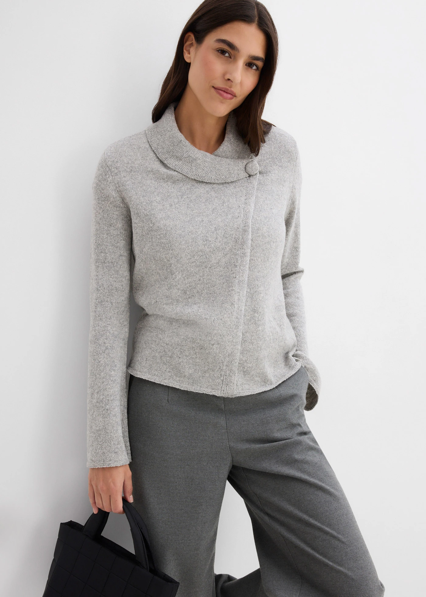 Gebreid vest • lichtgrijs gemêleerd • bonprix online shop