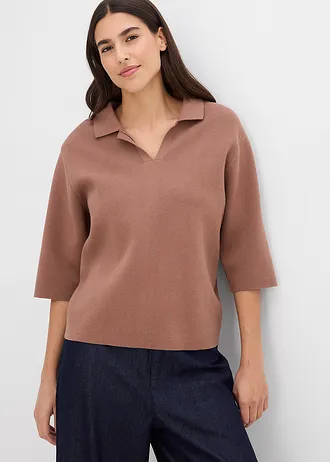 Pletené triko polo • kaštanově hnědá • bonprix obchod