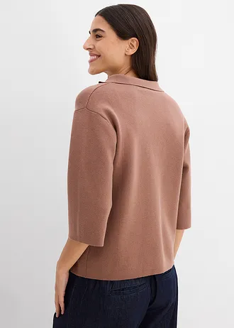 Kötött póló pamut-keverékből • gesztenyebarna • bonprix áruház