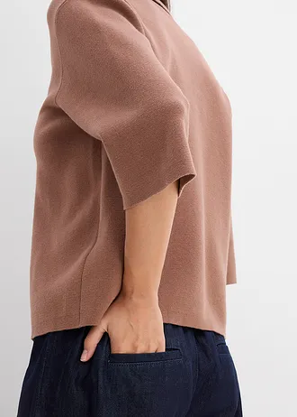 Gebreide polo • kastanjebruin • bonprix online shop