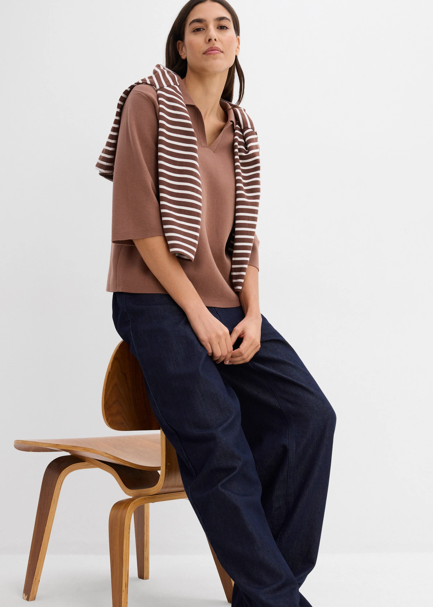 Polo en maille • marron • Boutique bonprix