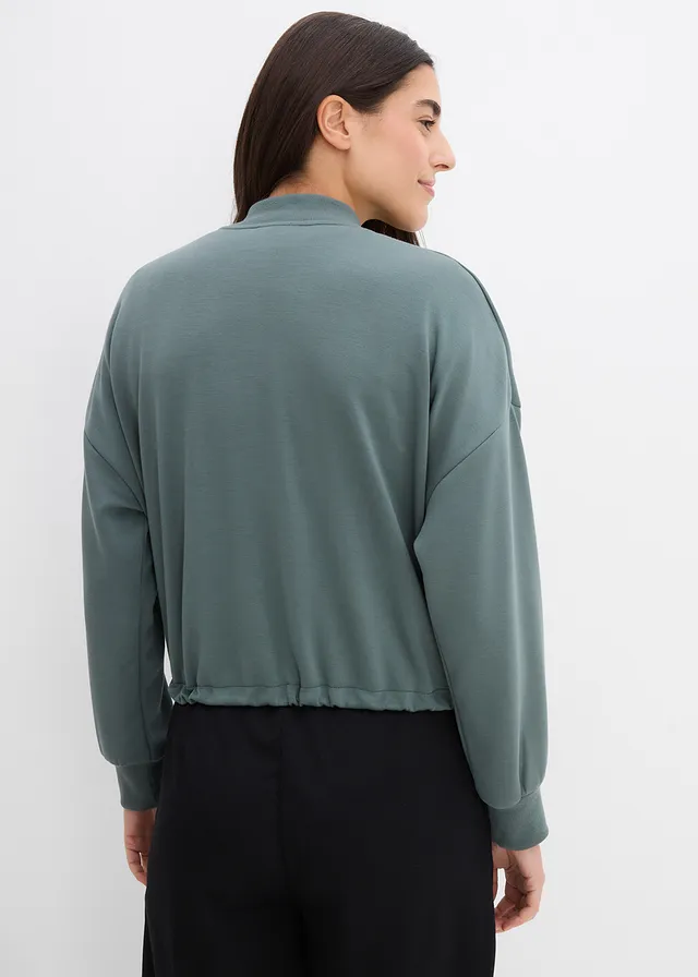 Oversized scuba bomber van een zachte viscose-mix • eucalyptusgroen • product-page.page-title-suffix
