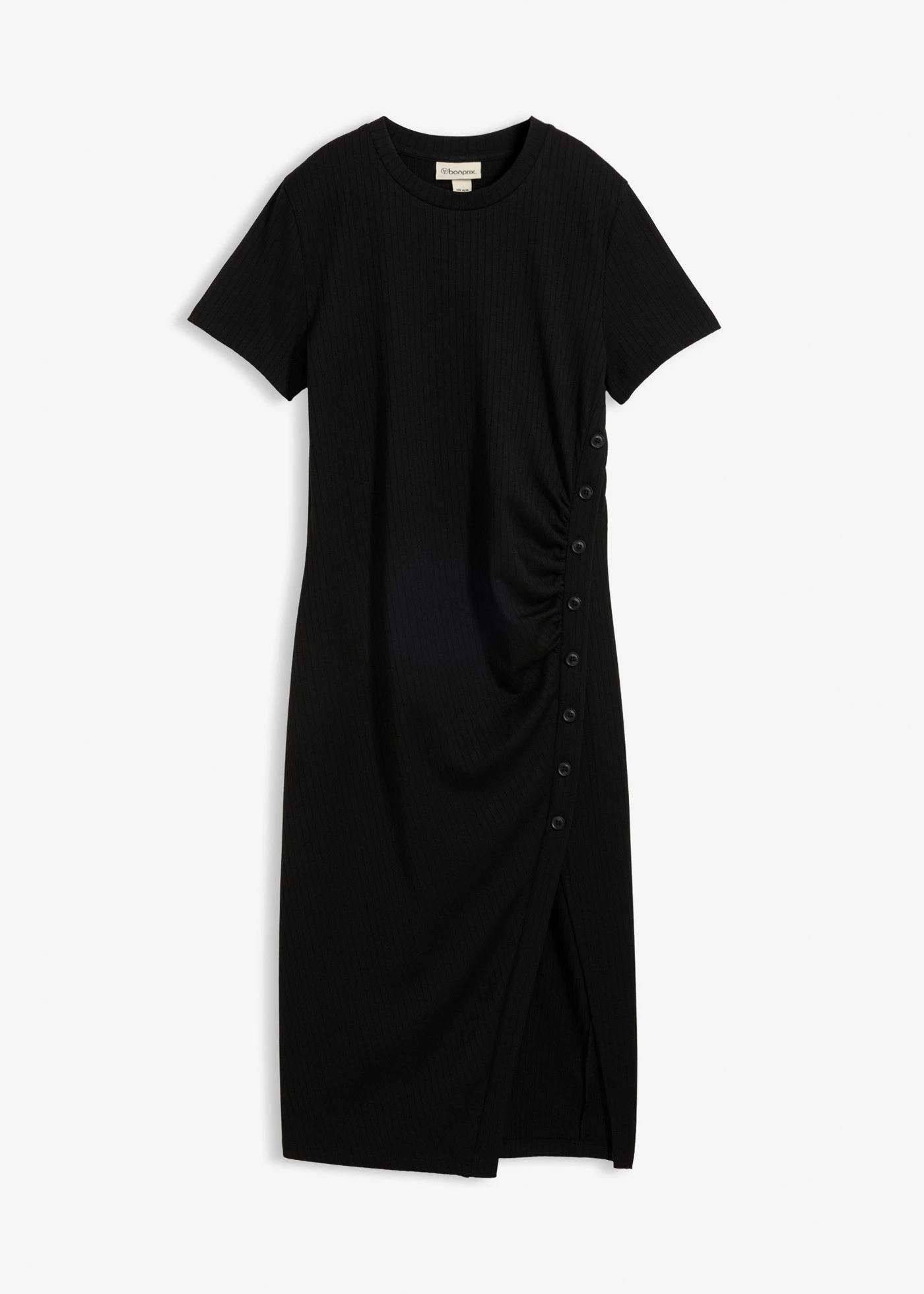 Robe T-shirt en matière texturée • noir • Boutique bonprix