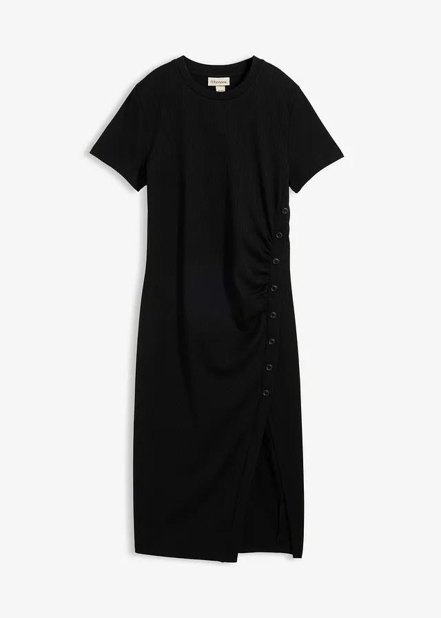 Robe T-shirt en matière texturée • noir • Boutique bonprix